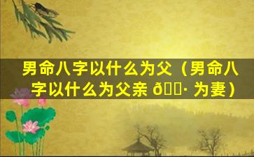 男命八字以什么为父（男命八字以什么为父亲 🌷 为妻）